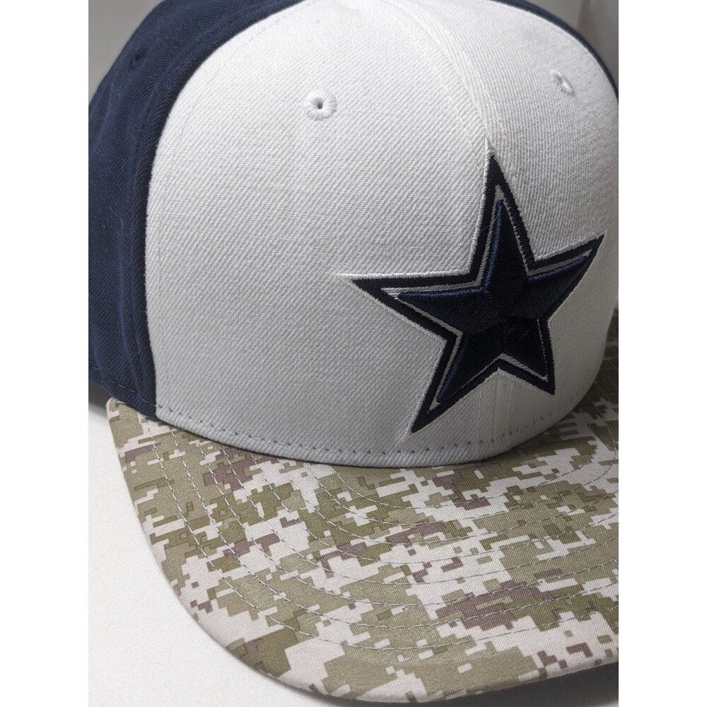 Dallas Cowboys New Era Salute To Service 59FIFTY Fitted Hat 7 1/2 Blue Camo - Picture 3 of 11